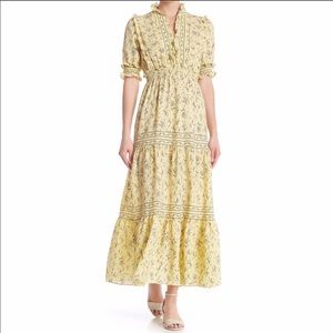Elbow Length Sleeve Printed Tiered Maxi Dress